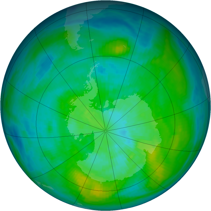 Antarctic ozone map for 23 March 1980